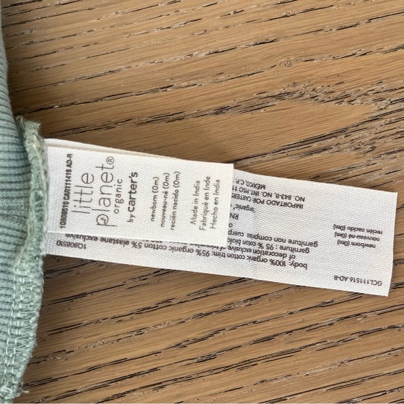 Newborn Bundle 2 pants 1 long sleeve Stripe Ribbed Button Organic Teal Gray Blue - Picture 6 of 8